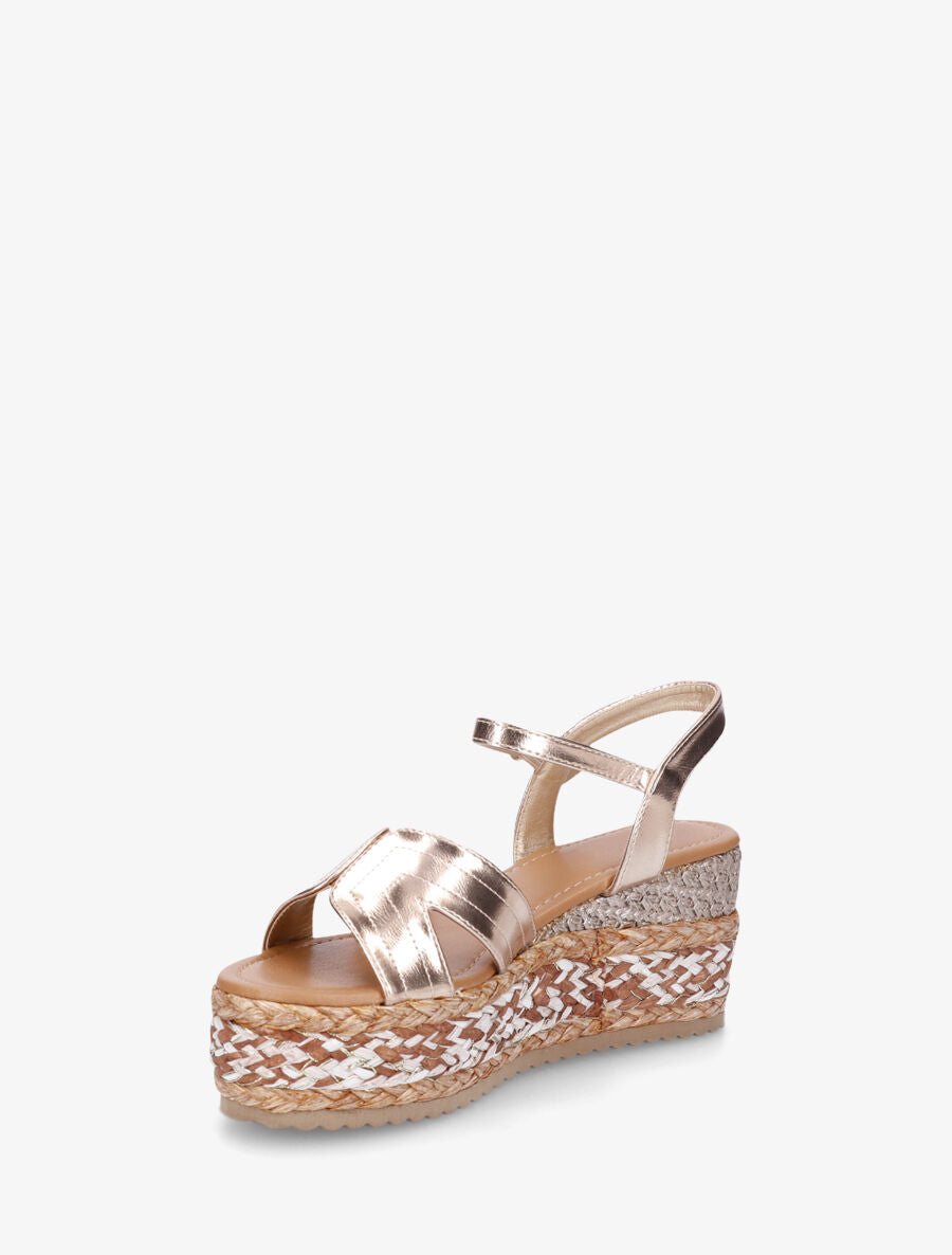 Sandales compensées à bride ajourée - Rose gold - 3
