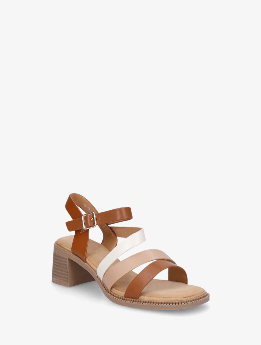 Sandales multibrides en simili - Camel - 2
