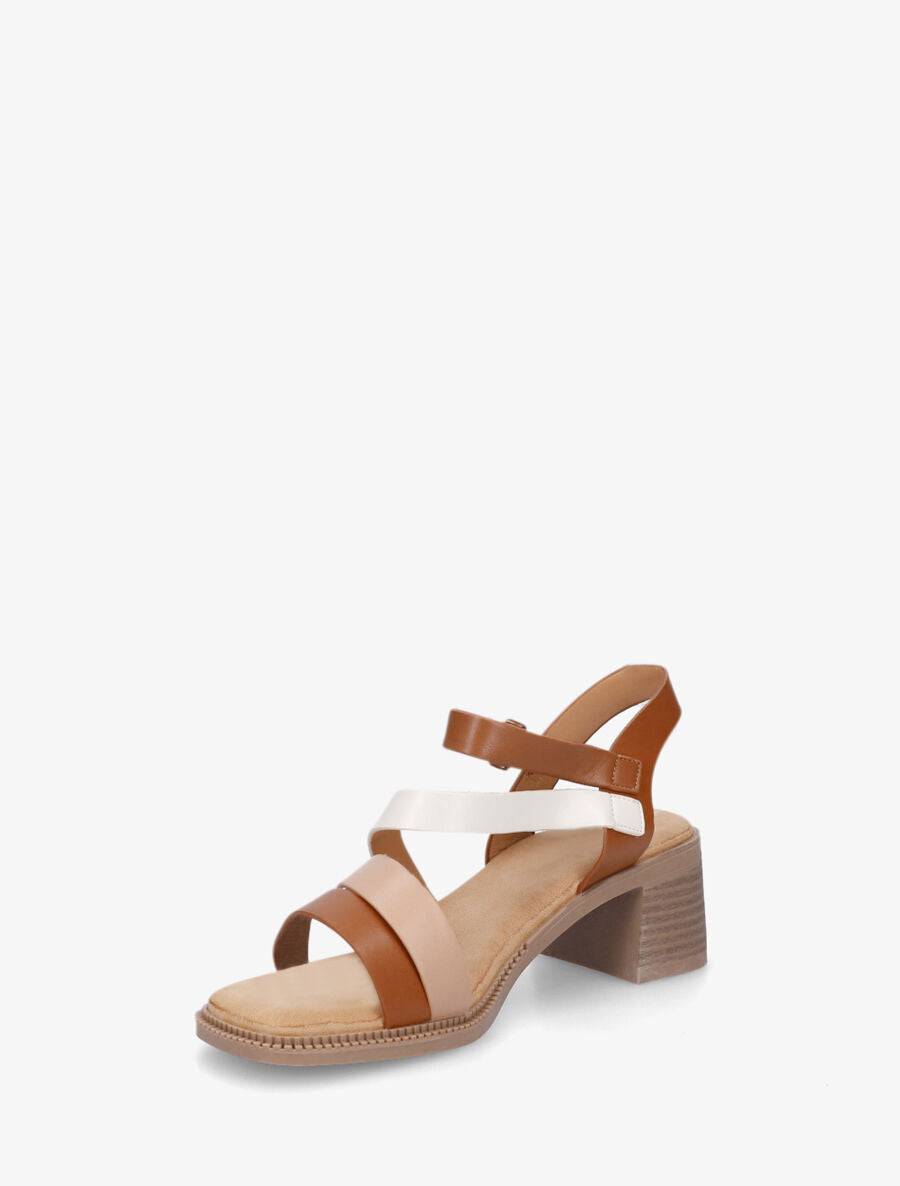 Sandales multibrides en simili - Camel - 3