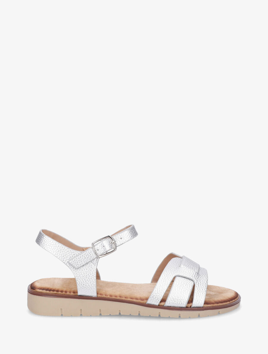 Nu-pieds en simili effet grainé - Argent - 5