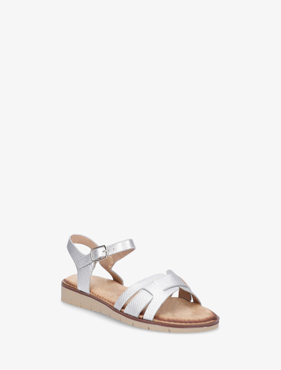Nu-pieds en simili effet grainé - Argent - 2