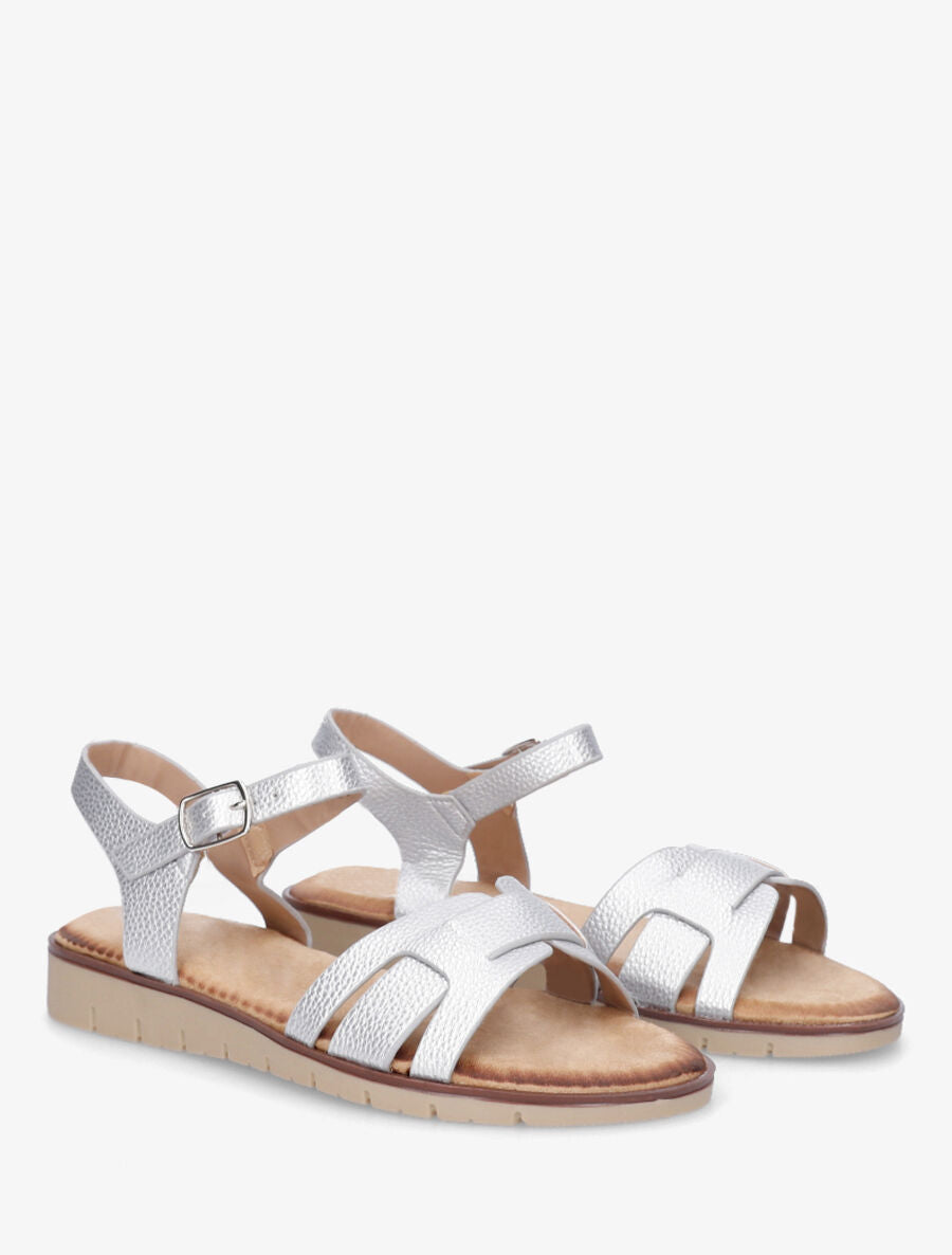 Nu-pieds en simili effet grainé - Argent - 4