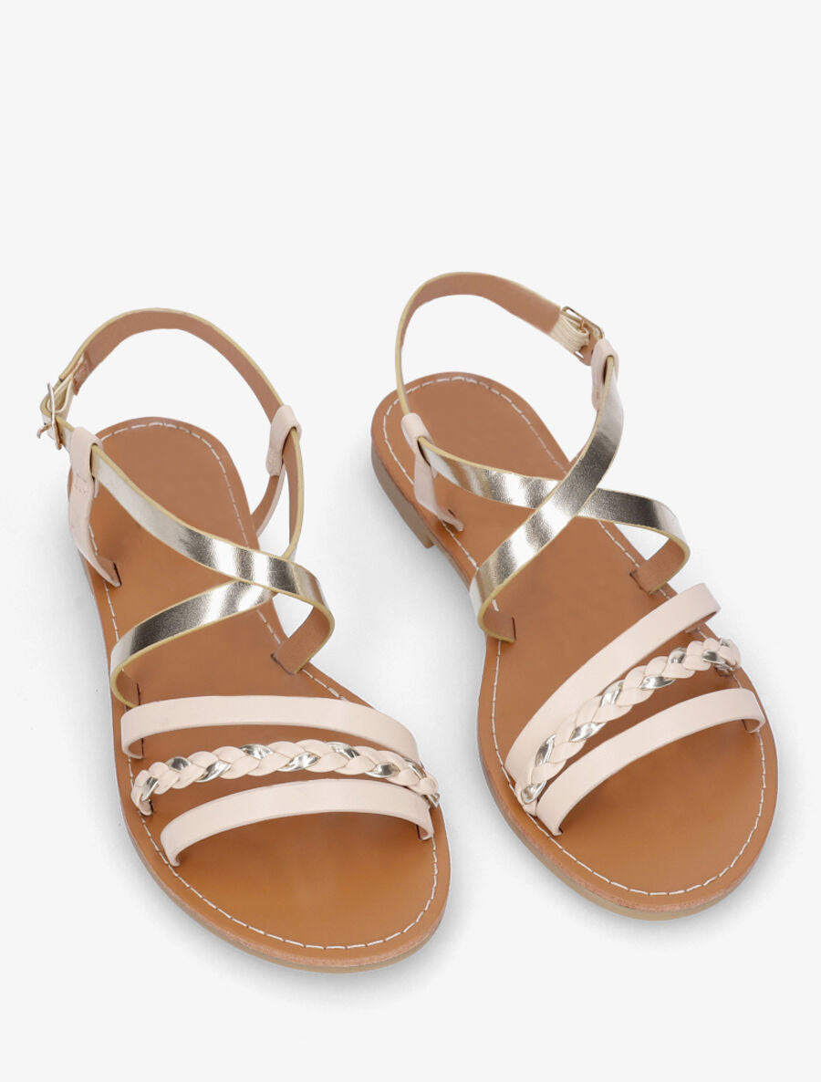 Nu-pieds multi bride et tresse - Beige - 4