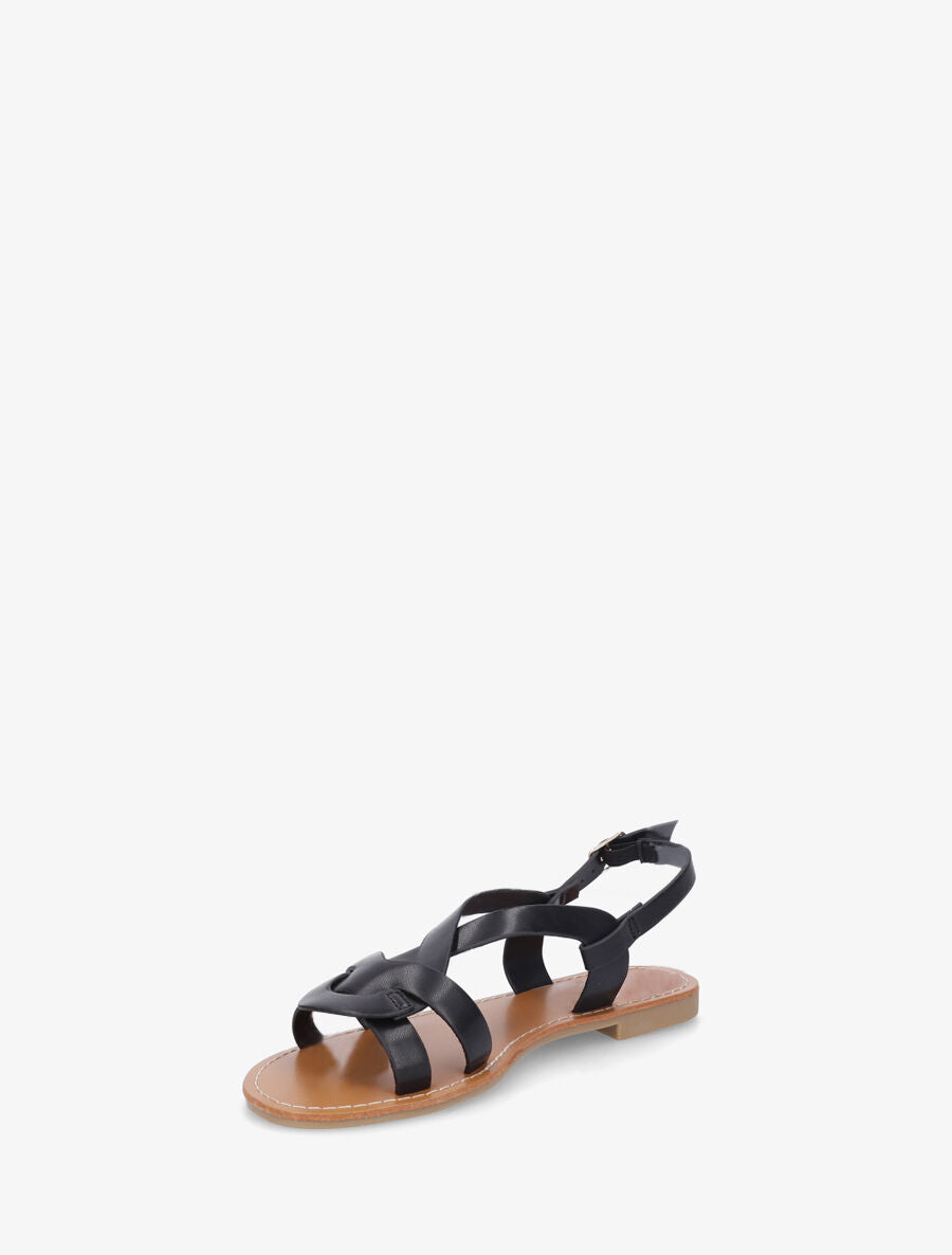 Nu-pieds entrelacés en simili - Noir - 3