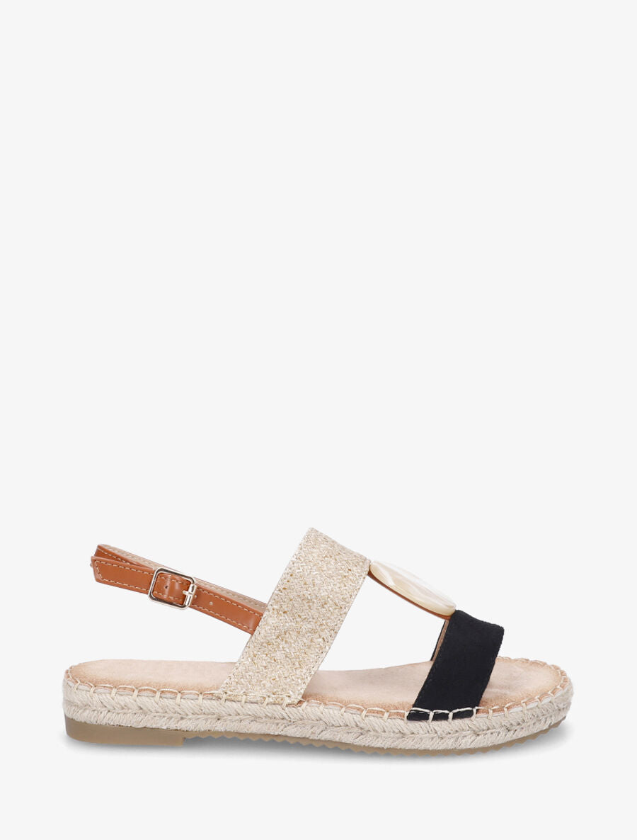 Nu-pieds bi-matière à bijou marbré - Noir - 1