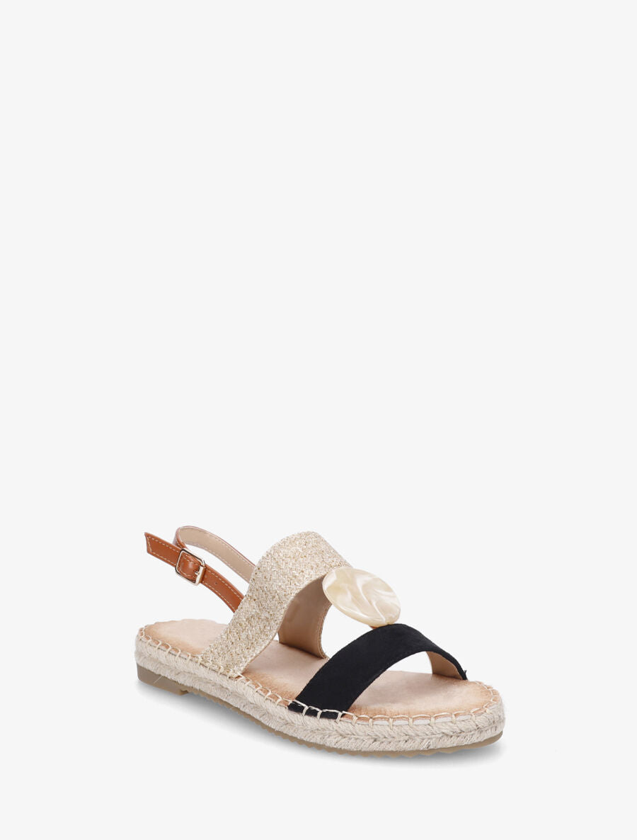 Nu-pieds bi-matière à bijou marbré - Noir - 2