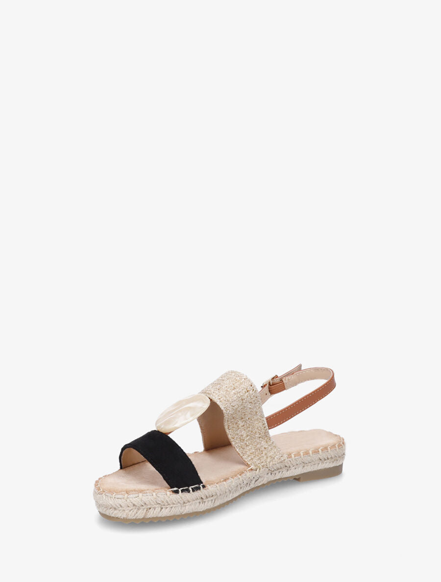 Nu-pieds bi-matière à bijou marbré - Noir - 3