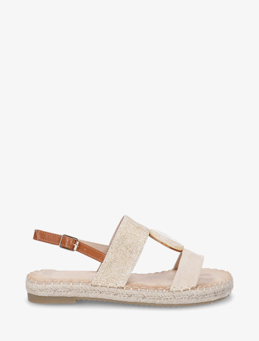 Nu-pieds bi-matière à bijou marbré - Beige - 5
