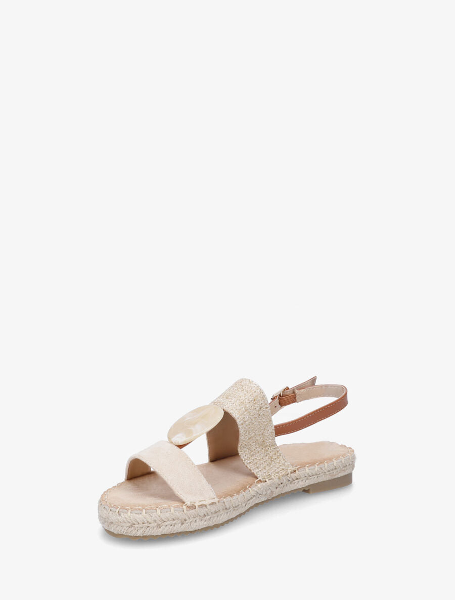 Nu-pieds bi-matière à bijou marbré - Beige - 3
