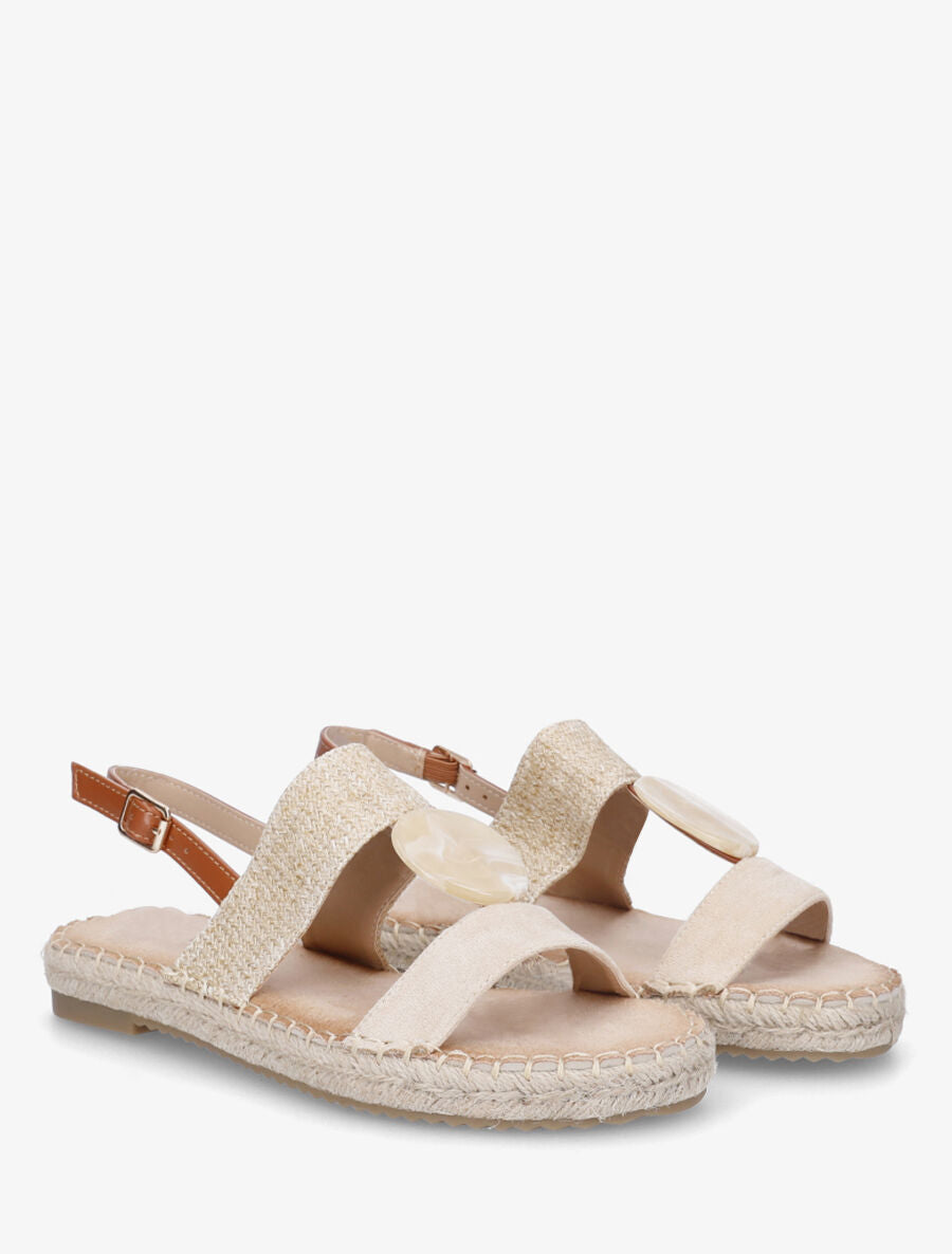 Nu-pieds bi-matière à bijou marbré - Beige - 4