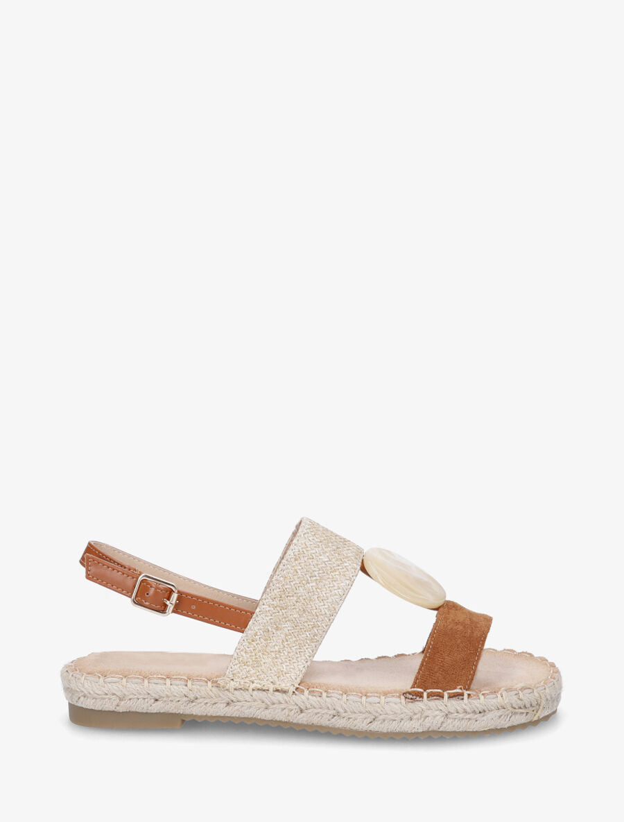 Nu-pieds bi-matière à bijou marbré - Camel - 5