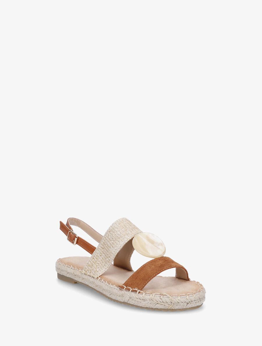 Nu-pieds bi-matière à bijou marbré - Camel - 2