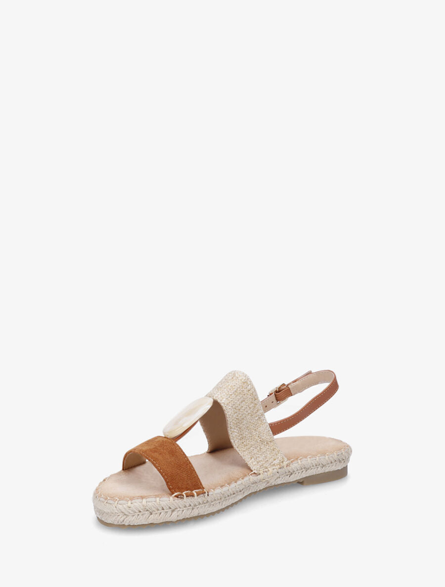 Nu-pieds bi-matière à bijou marbré - Camel - 3