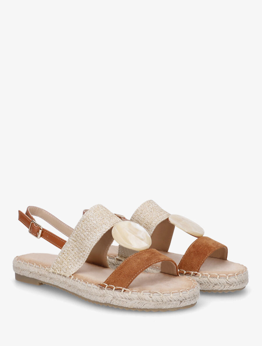 Nu-pieds bi-matière à bijou marbré - Camel - 4