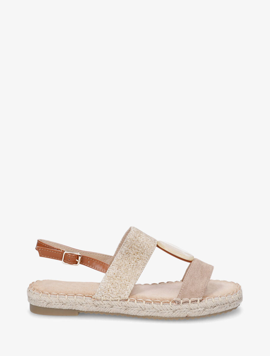 Nu-pieds bi-matière à bijou marbré - Taupe - 5