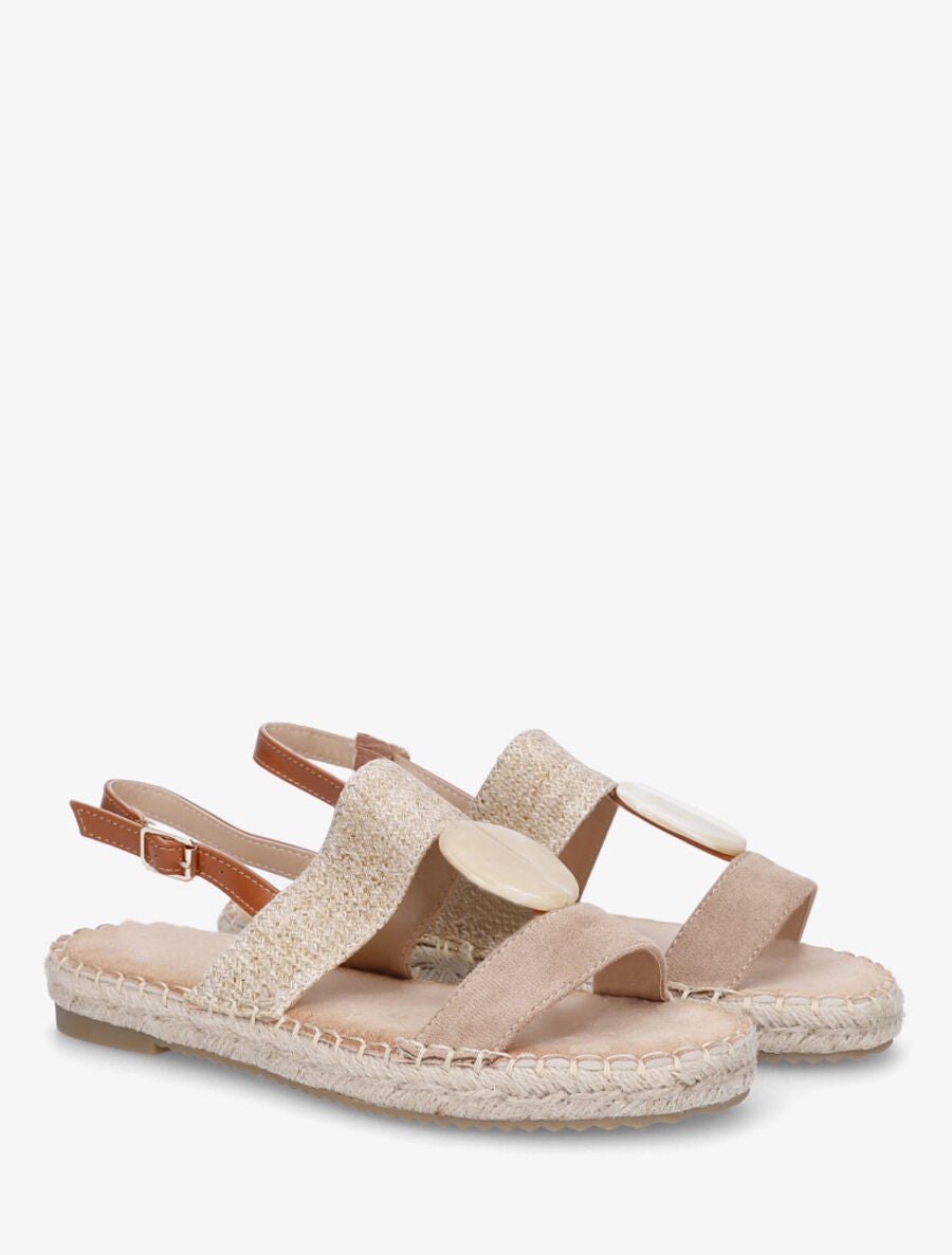 Nu-pieds bi-matière à bijou marbré - Taupe - 4
