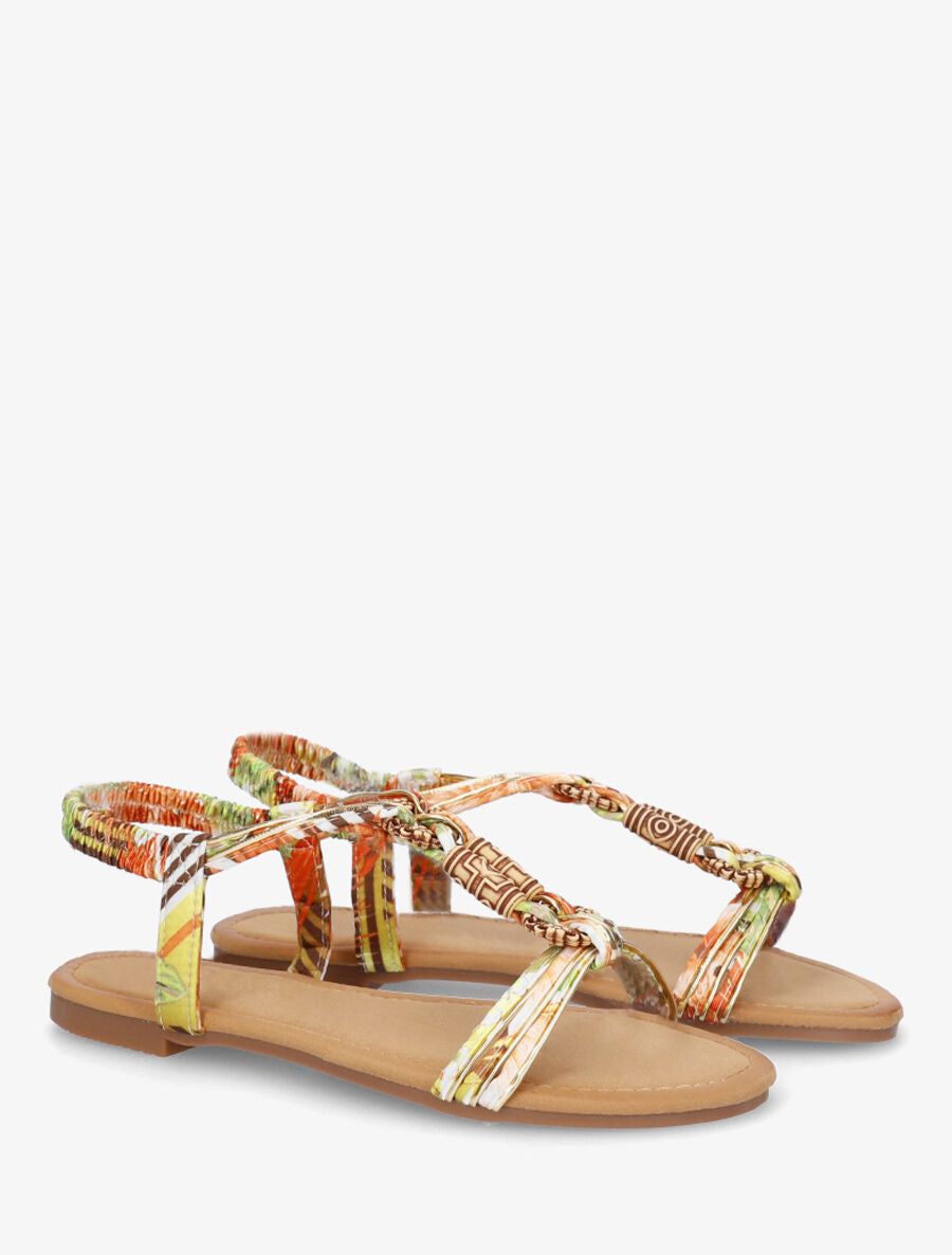 Nu-pieds à cheville élastiquée et perles en bois - Vert - 4