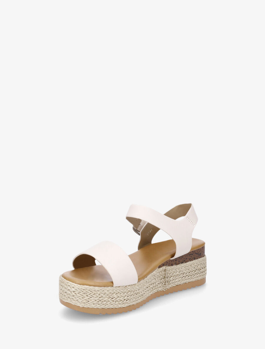 Sandales compensées à brides en simili - Beige - 3