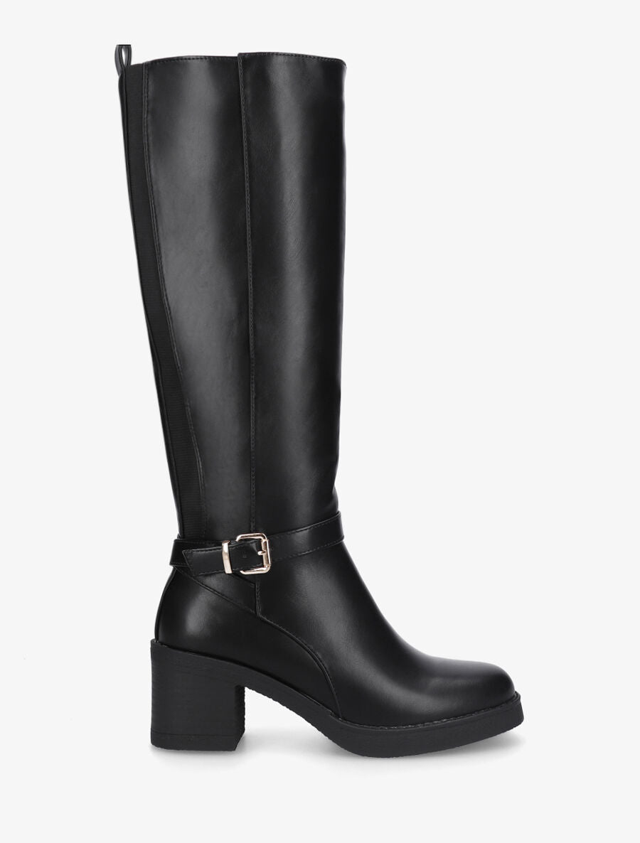 Bottes classiques en simili et talon - Noir - 1