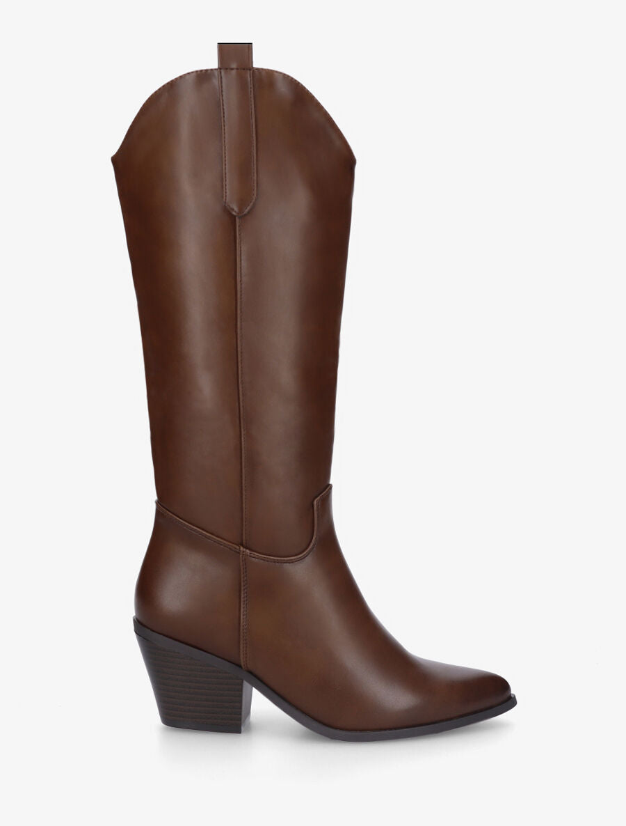 Bottes en simili style santiag - Marron - 5