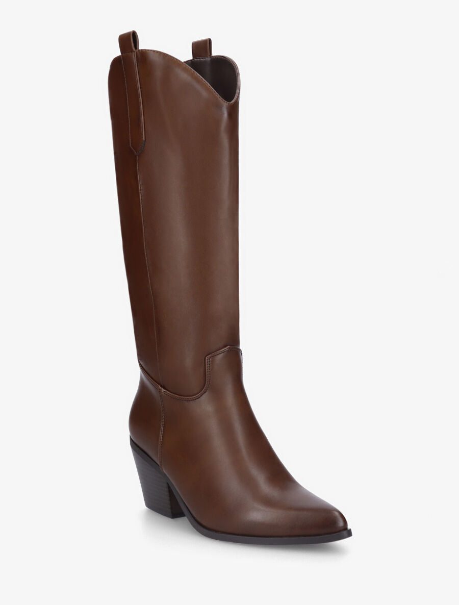 Bottes en simili style santiag - Marron - 2