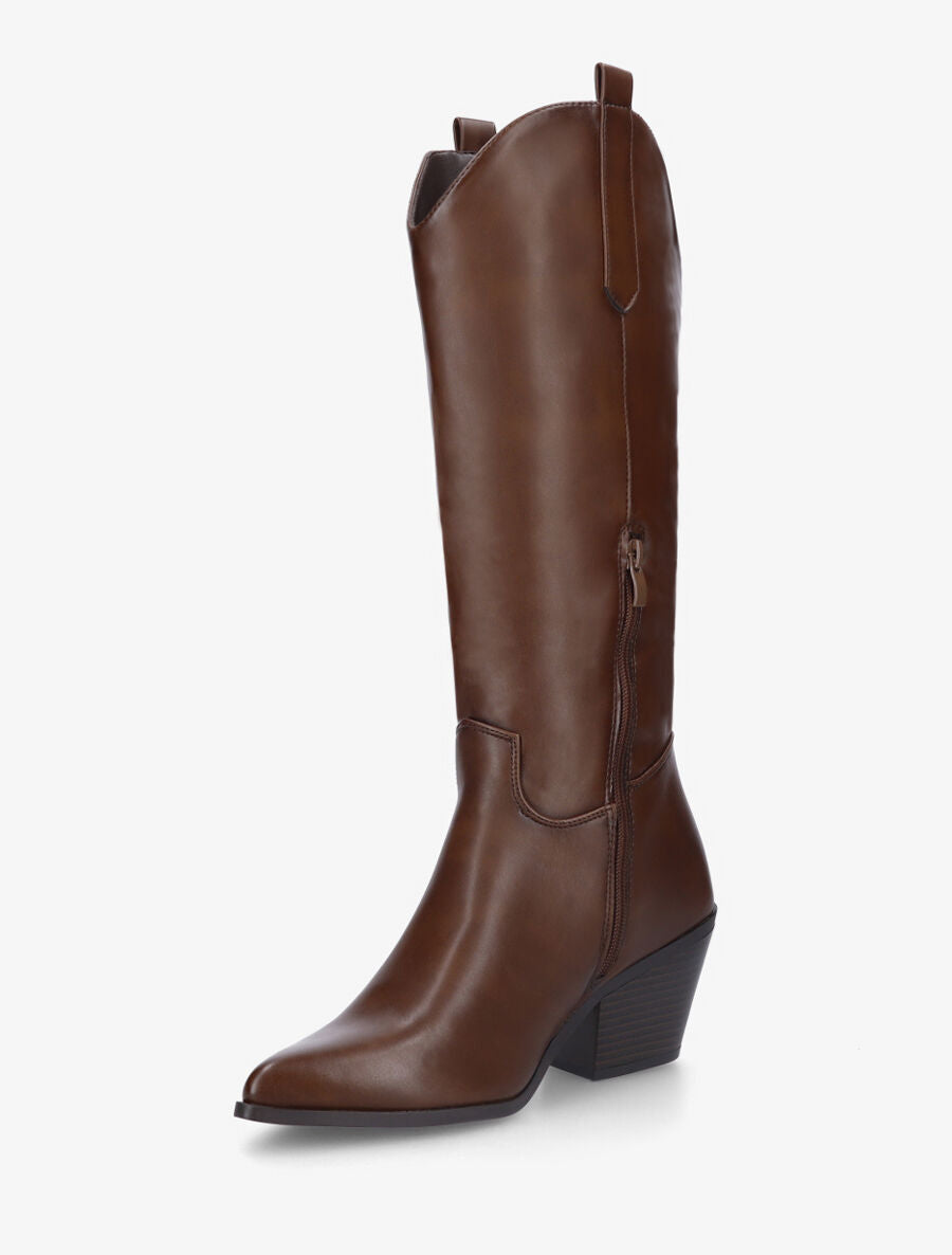 Bottes en simili style santiag - Marron - 3