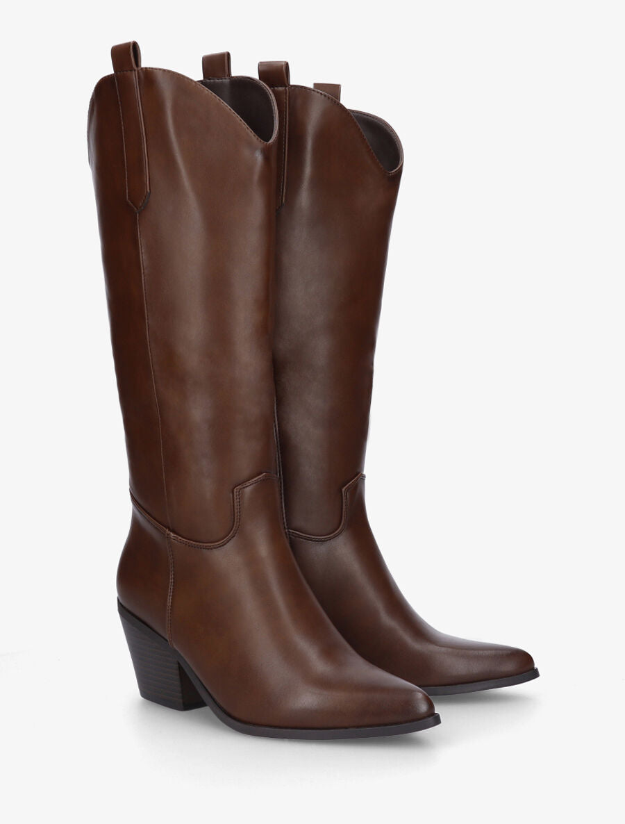 Bottes en simili style santiag - Marron - 4