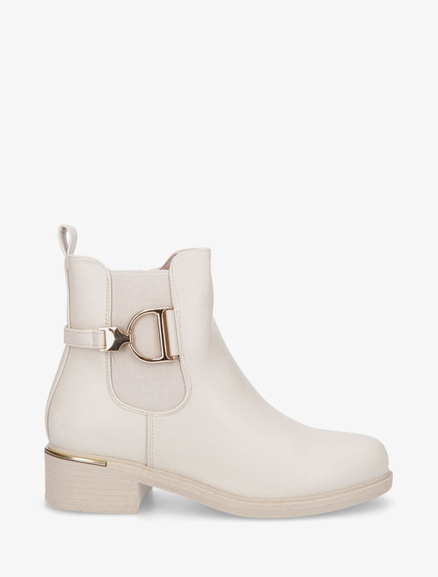 Bottines en simili à boucle - Beige - 5