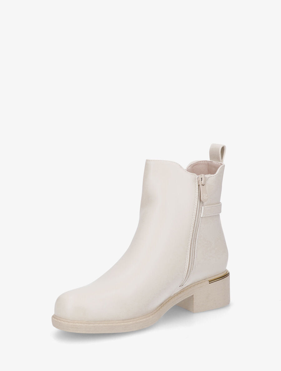 Bottines en simili à boucle - Beige - 3