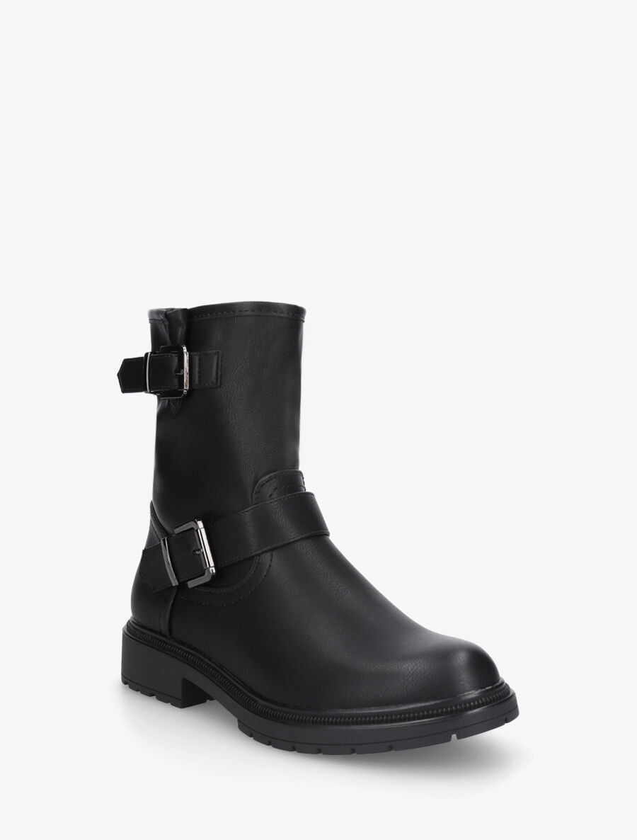 Bottines en simili à ceinturons - Noir - 2