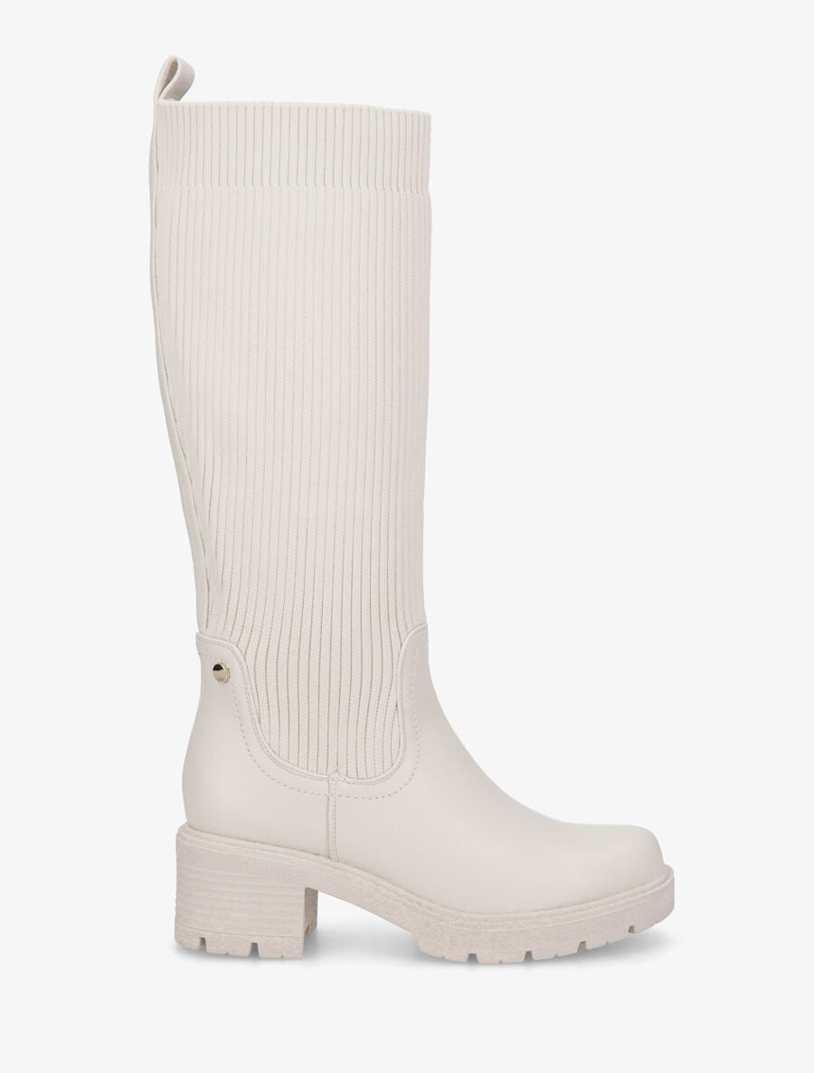 Bottes style chaussettes - Beige - 1