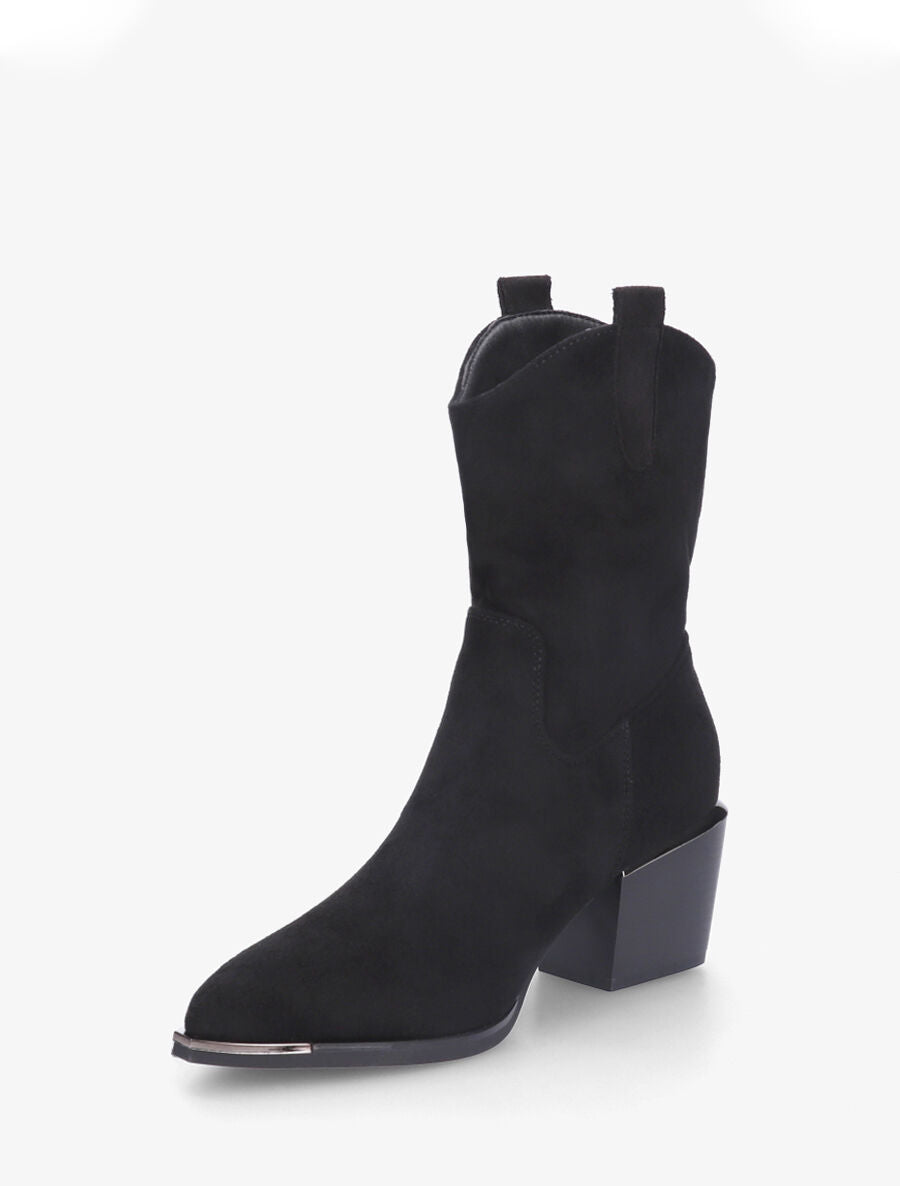 Bottines style santiags en suédine - Noir - 3