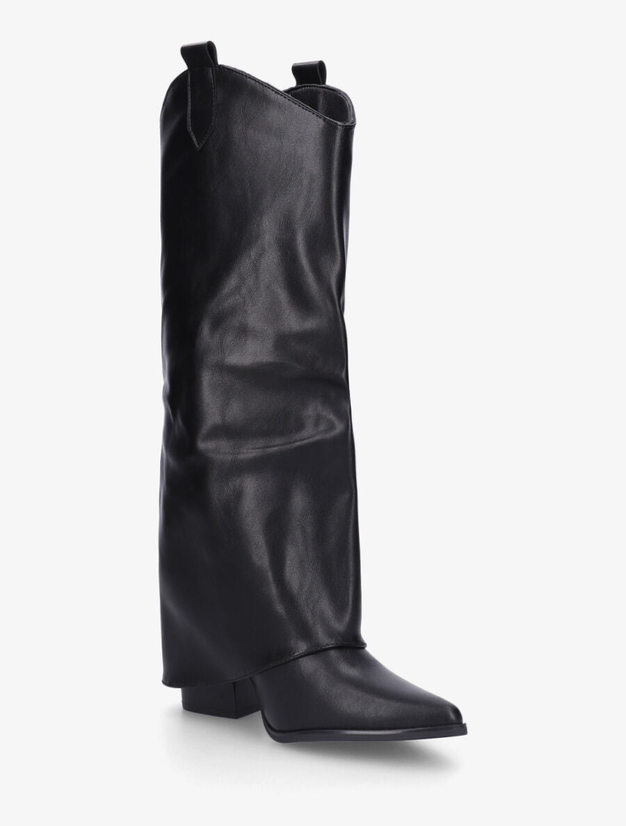 Bottes à talon effet pantalon - Noir - 2