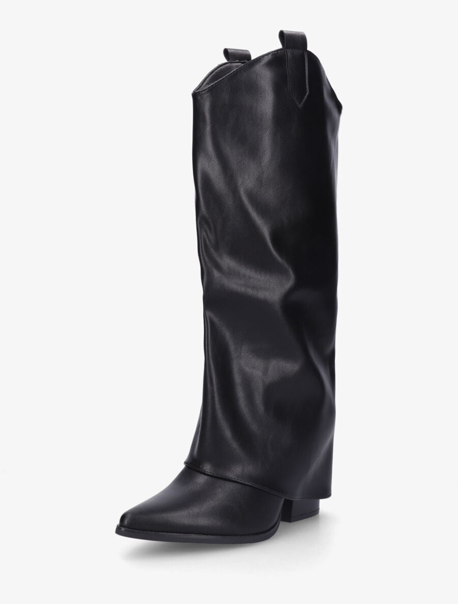 Bottes à talon effet pantalon - Noir - 3