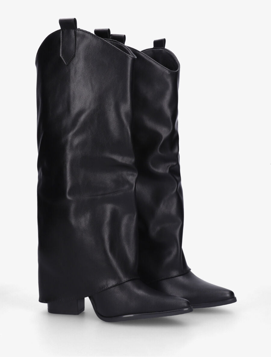 Bottes à talon effet pantalon - Noir - 4