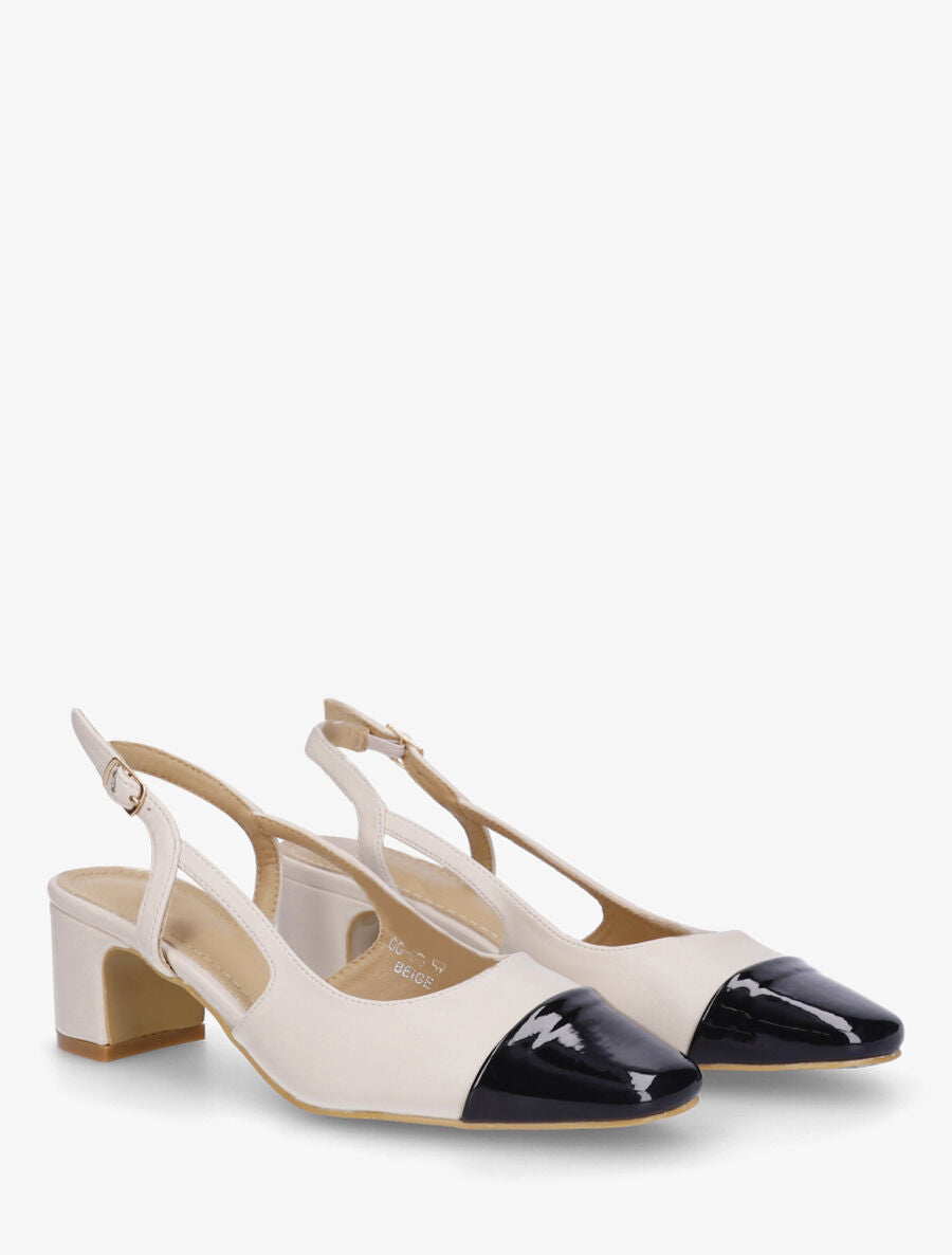 Escarpins à bout contrastant - Beige - 4