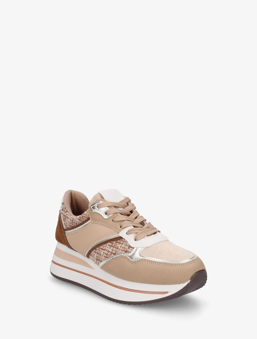 Baskets compensées fantaisies - Camel - 2