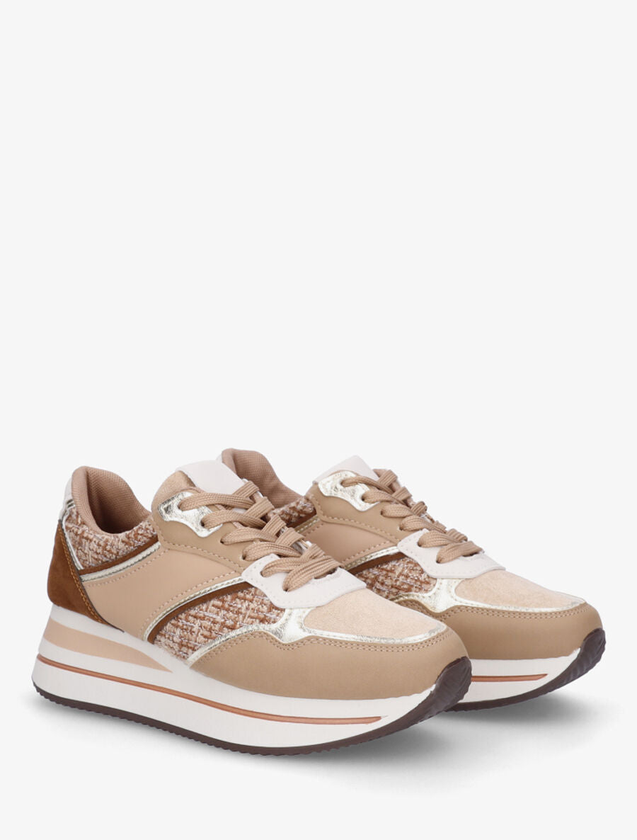 Baskets compensées fantaisies - Camel - 4