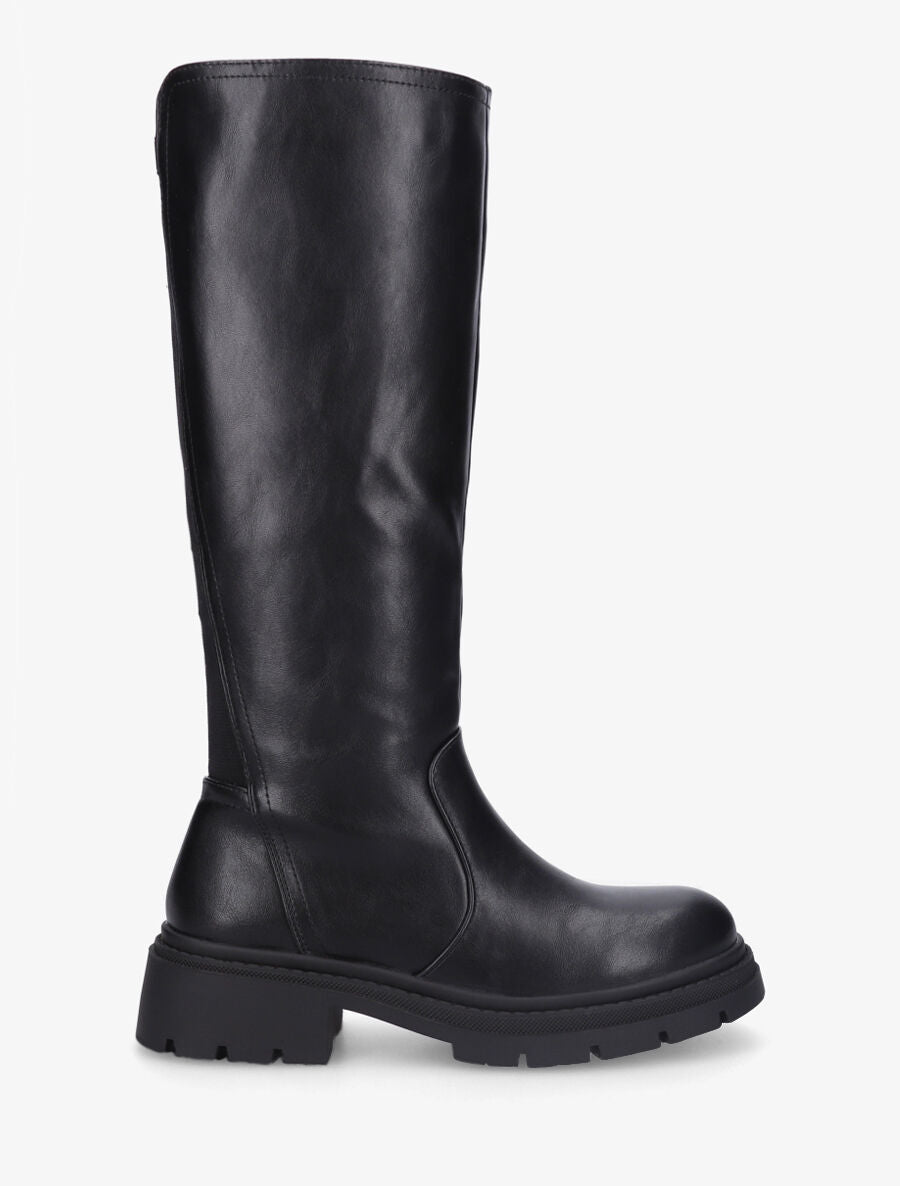 Bottes en simili à bande élastiquée - Noir - 1