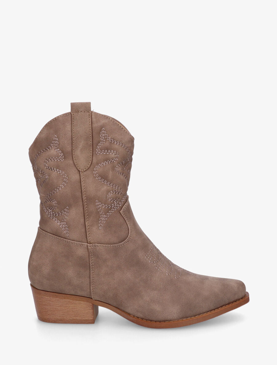 Bottines style santiags - Taupe - 5
