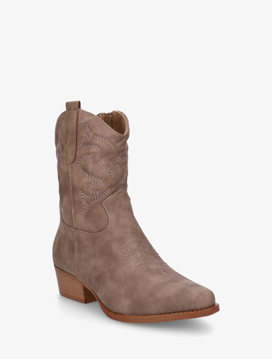 Bottines style santiags - Taupe - 2