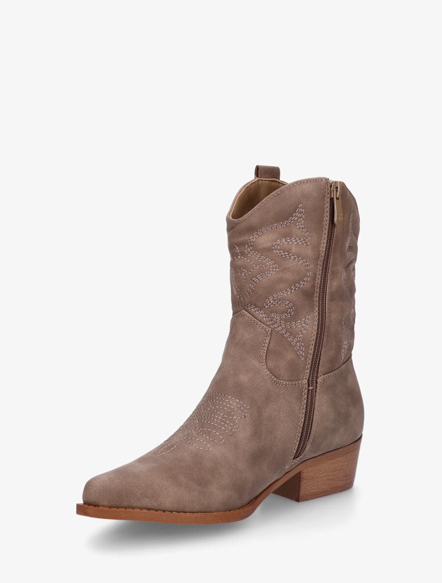 Bottines style santiags - Taupe - 3