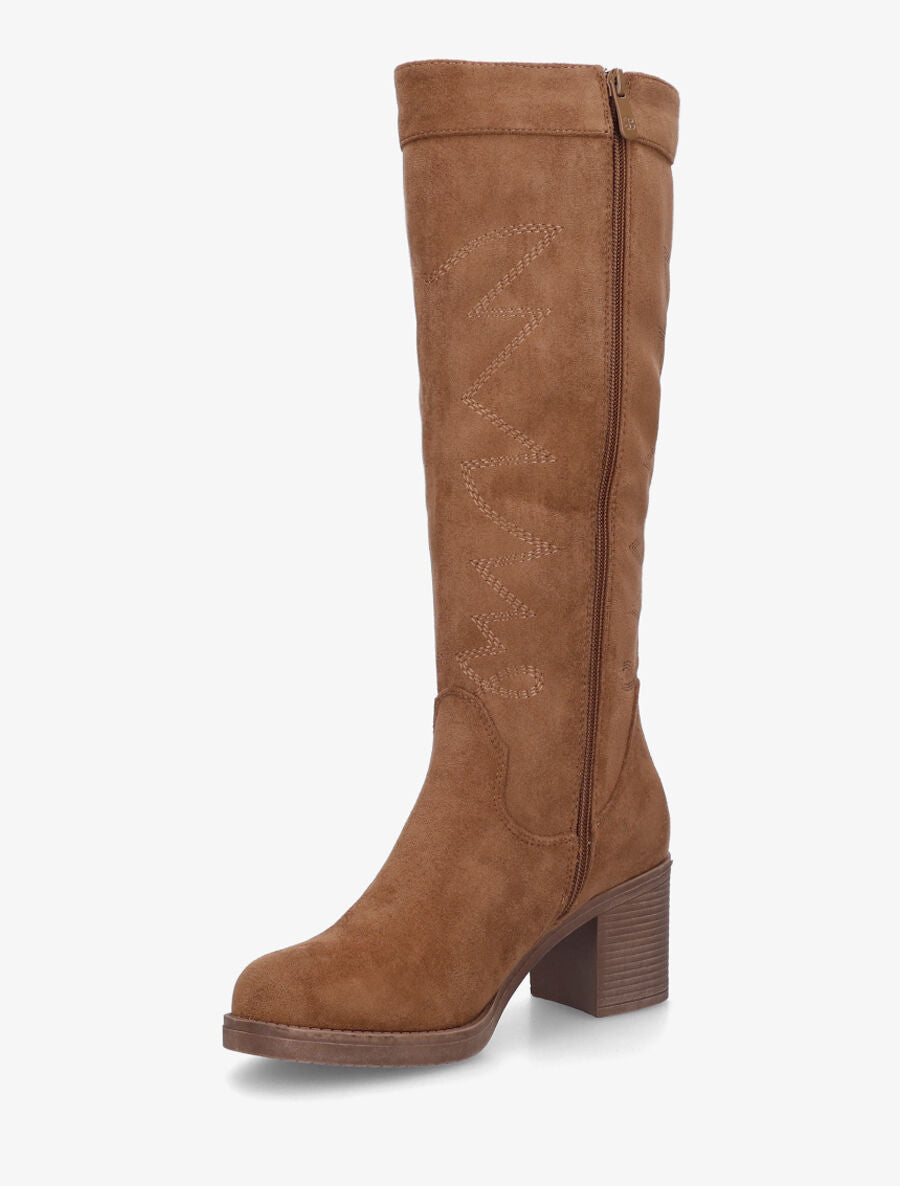 Bottes en suédine brodées - Camel - 3