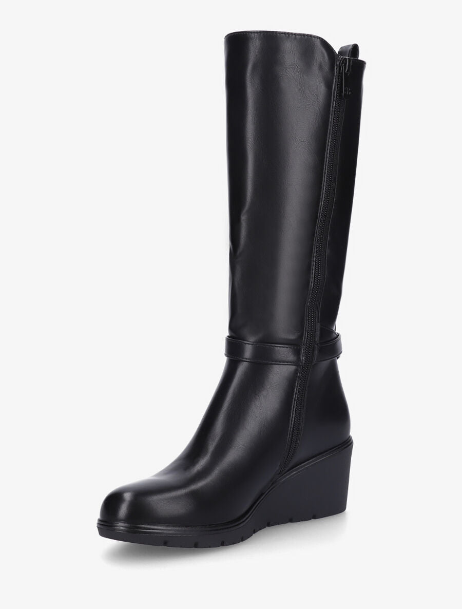 Bottes élastiquées à talon compensé - Noir - 3