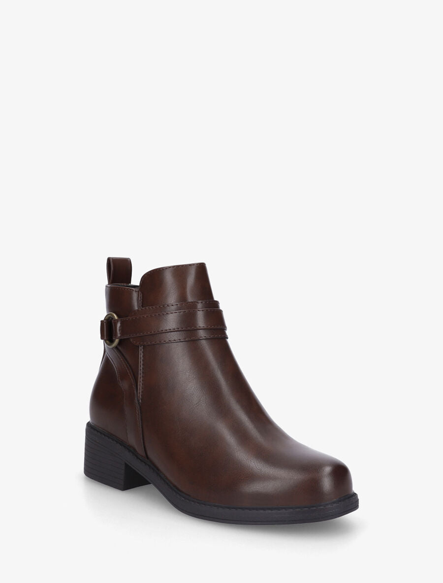 Bottines unies en simili - Marron - 2