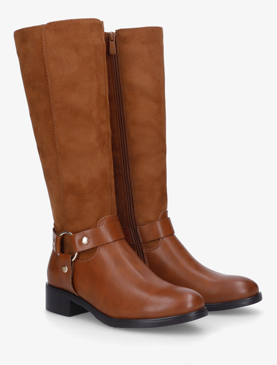 Bottes bimatière à ceinturon - Camel - 4