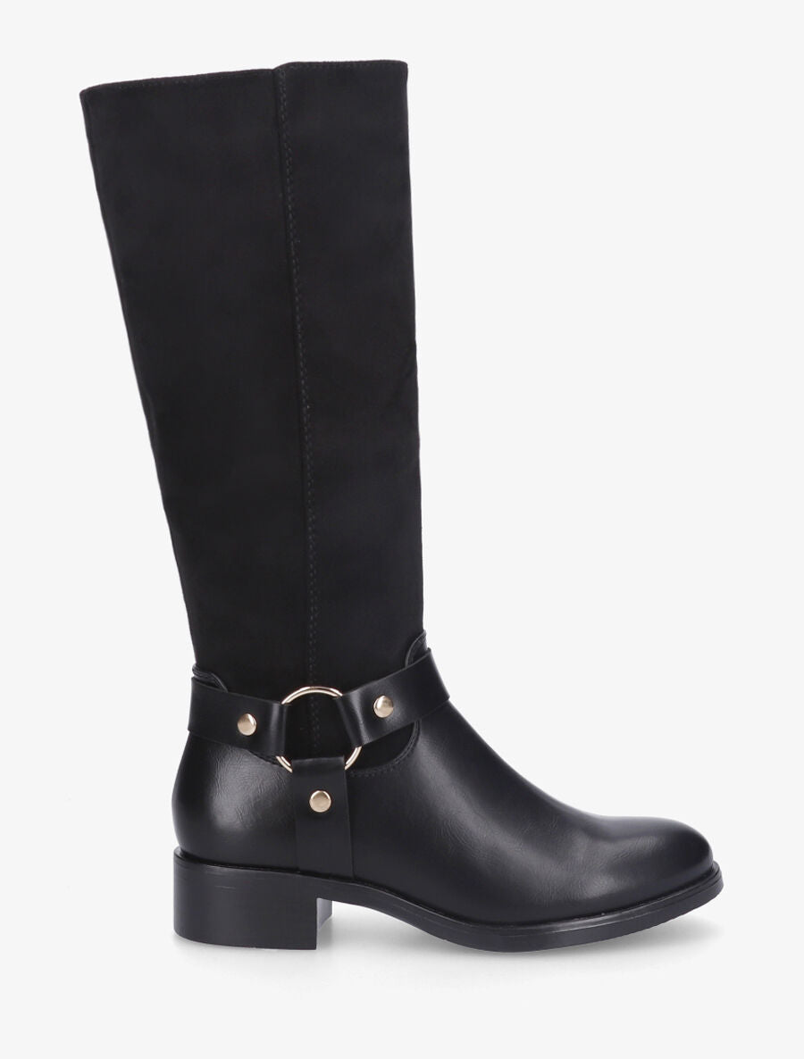 Bottes bimatière à ceinturon - Noir - 1