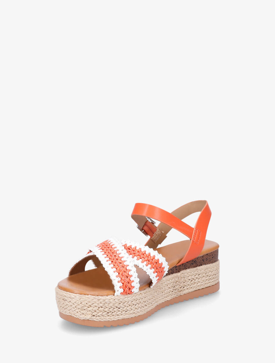 Sandales à brides en raphia tressés - Orange - 3