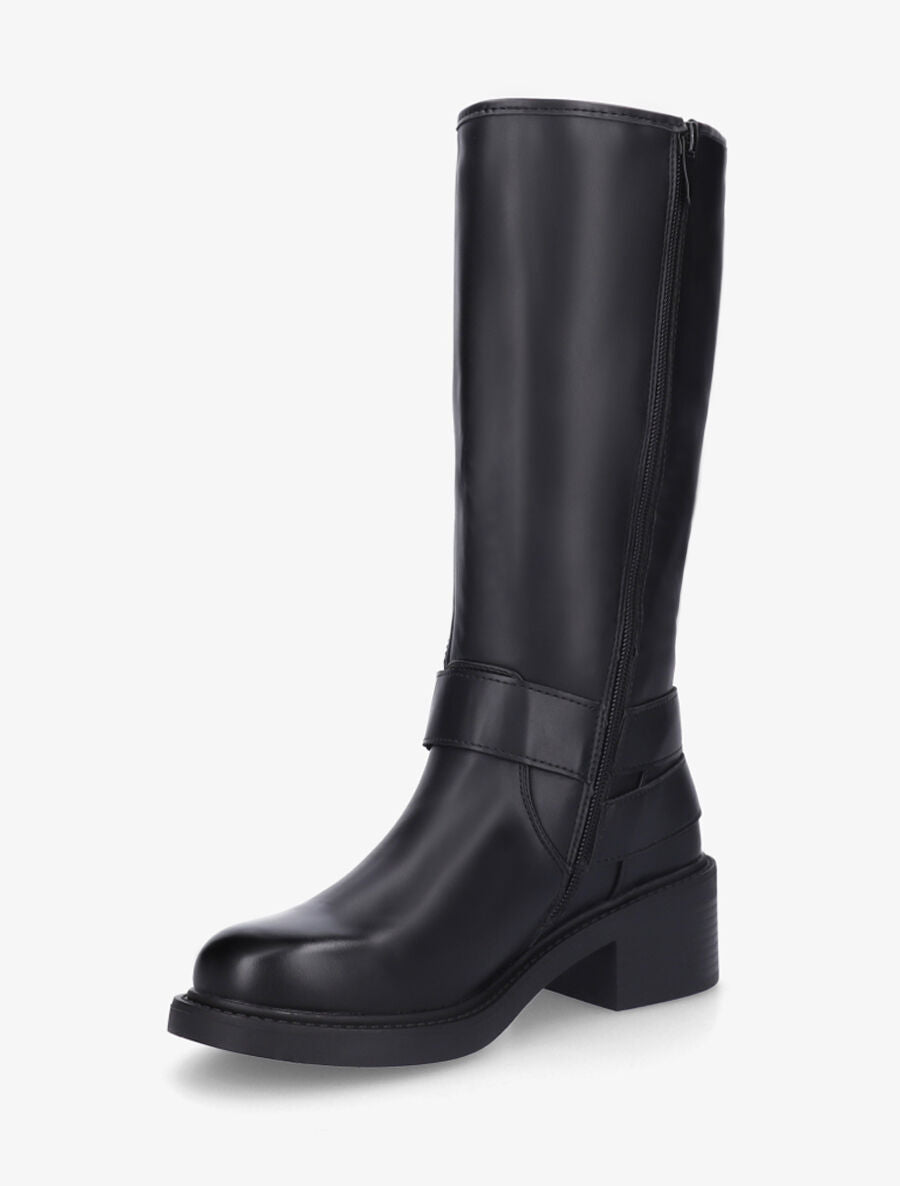 Bottes en simili à boucles - Noir - 3