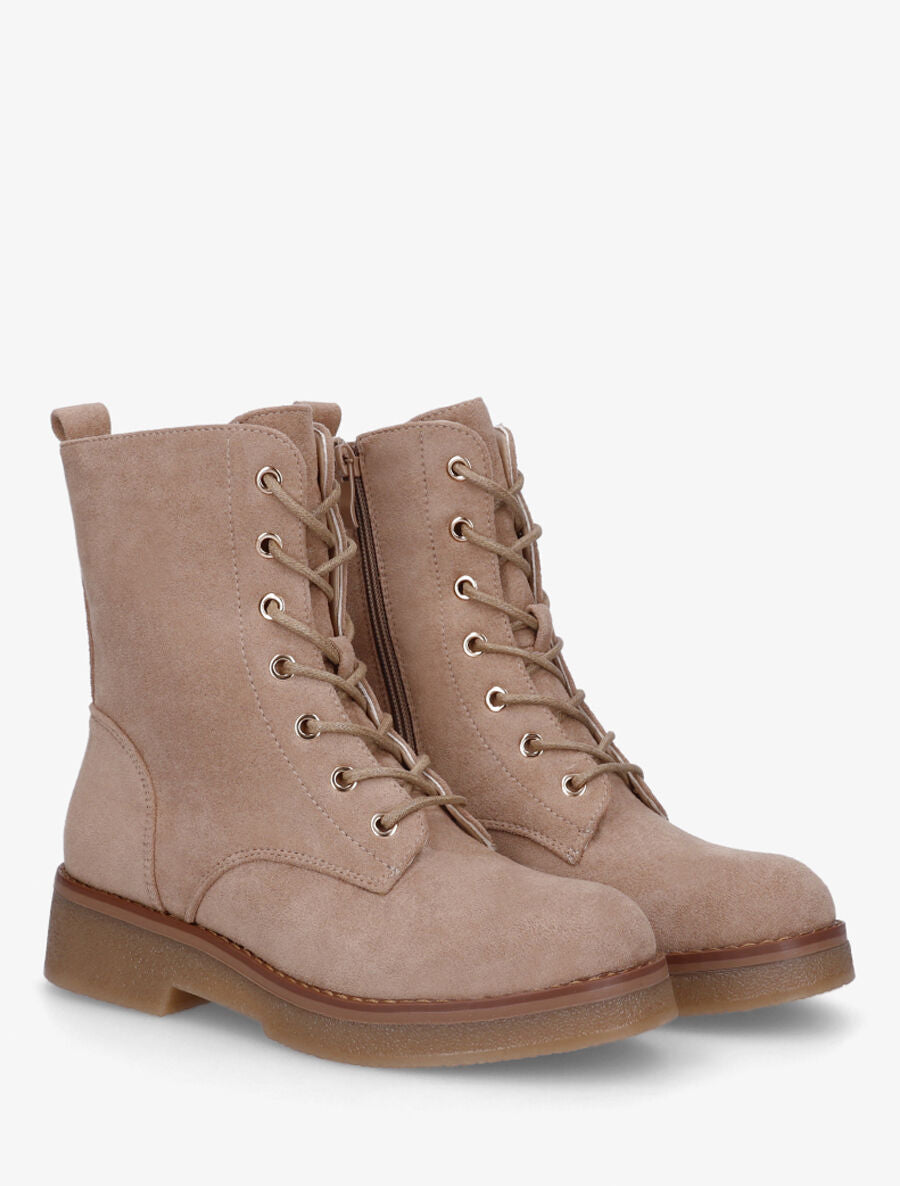 Bottines montantes en suédine - Taupe - 4